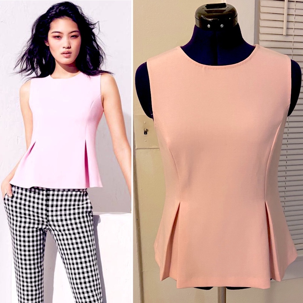 Diane Von Furstenberg Mallorie Peplum Top pink tank 4 small blouse sleeveless